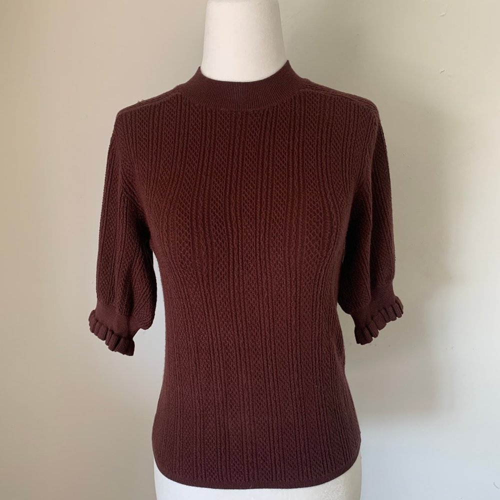 Sezane Chocolate Short Sleeved Sweater